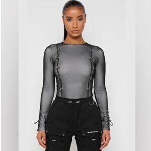 Women's Black Sheer Bodysuit